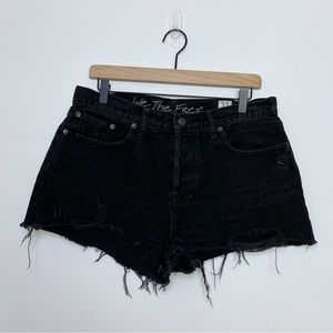 We The Free Black Button Fly Distressed Shorts